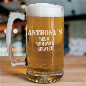 Engraved Beer Removal Service Glass Mug | Personalized Groomsmen Mugs