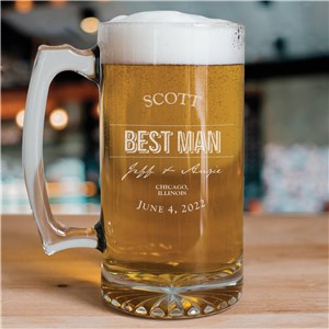 Engraved Groomsmen Glass Mug | Personalized Glassware