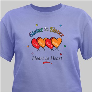 Heart to Heart Sisters T-shirt | Personalized T-shirts