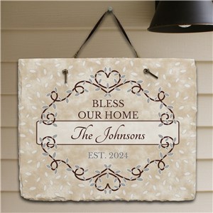 Personalized Bless Our Home Slate | Personalized Housewarming Gifts