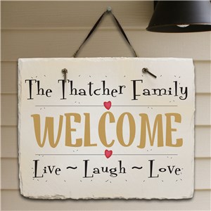 Live, Laugh, Love Personalized Slate Plaque | Personalized Welcome Signs