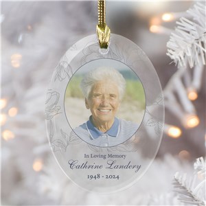 Customized Floral Photo Memorial Ornament | Photo Memorial Ornaments