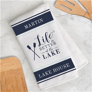 Lake House Dish Towel | Life is Better On The Lake Kitchen Towel