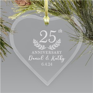 Engraved Heart-Shaped Anniversary Ornament