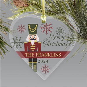 Personalized Nutcracker Glass Heart Ornament