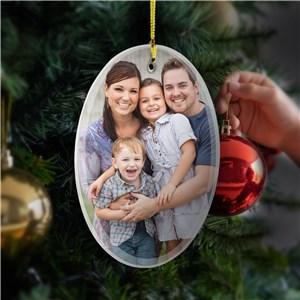 Personalized Photo Oval Glass Ornament 8184434