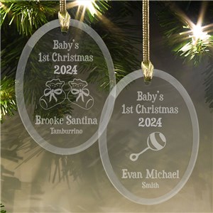 Baby's First Christmas Ornament | Glass Oval Ornament | Personalized Baby Ornaments