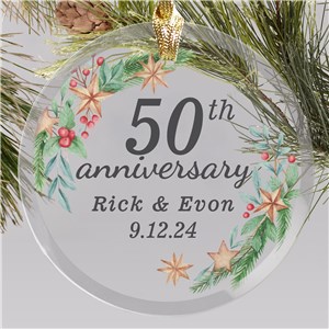 Custom 50Th Anniversary Ornament With Christmas Flowers