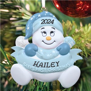 Personalized Snowbaby Boy Ornament | Baby's First Christmas Ornaments