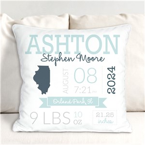 Personalized Baby State Throw Pillow | Unique Baby Shower Gift