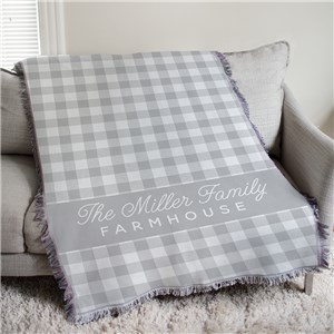 Personalized 50x60 Plaid Farmhouse Afghan Throw Blanket