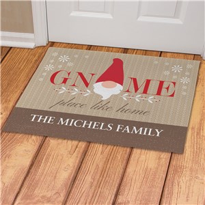 Personalized Gnome Place Like Home Doormat | Christmas Gnome Personalized Door Mats