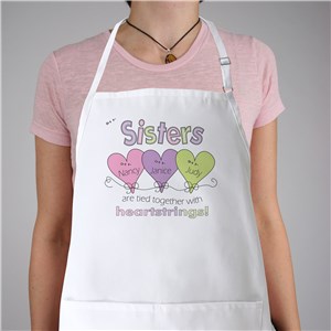 Hearts Strings Sisters Personalized Apron | Personalized Aprons