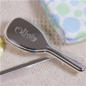 Engraved Silver Baby Comb and Brush Set | Personalized Baby Keepsakes