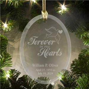 Engraved Forever In Our Hearts Memorial Ornament | Personalized Memorial Ornaments