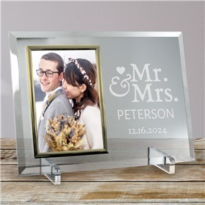 Engraved Mr. and Mrs. Beveled Glass Frame | Personalized Picture Frames