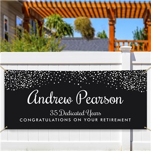 Personalized Black with Gold Glitter Retirement Banner