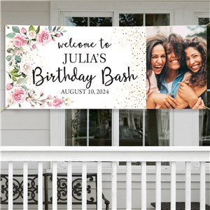 Personalized Floral Quinceañera Photoi Banner 912188414