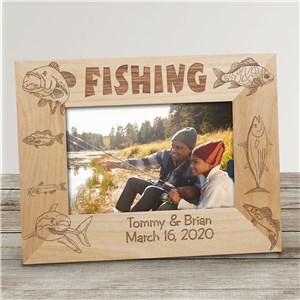 Engraved Fishing Wood Picture Frame | Personalized Wood Picture Frames