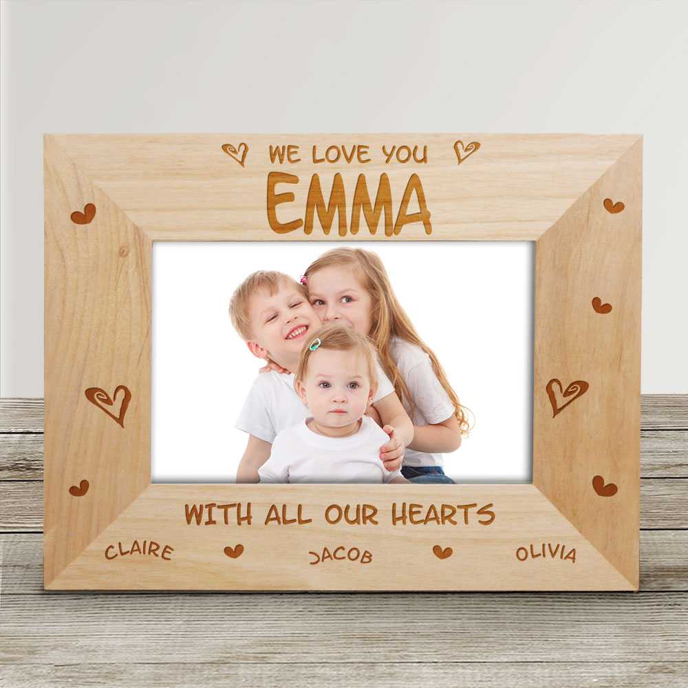 All Our Hearts Personalized Wood Picture Frame | Gifts For Mom