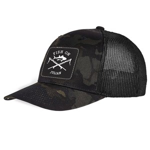 Personalized Fish On Camo Trucker Hat with Patch