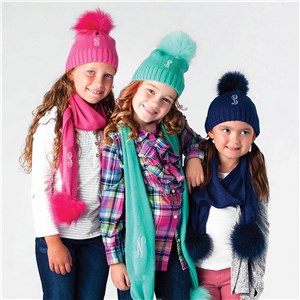 Kids Embroidered Knit Hat | Kids Embroidered Knit Scarf