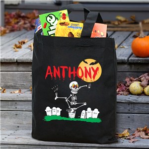 Dancin' Skeleton Trick or Treat Bag | Personalized Trick-Or-Treat Bags