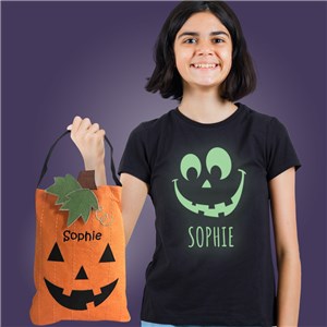 Glow In The Dark Pumpkin T-shirt And Pumpkin Tote Bag Bundle GS066