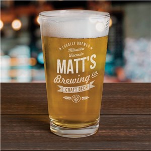 Engraved Craft Beer Brewing Co. Glass | Personalized Barware