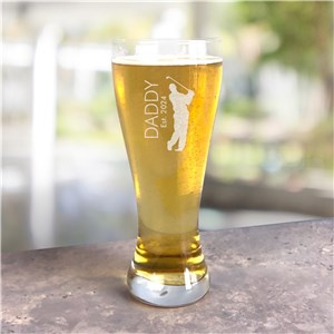 Engraved Golfer Large Pilsner Glass