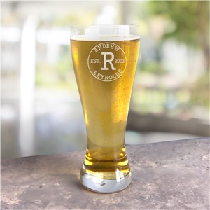 Engraved Circle Initial Pilsner Glass L12804351