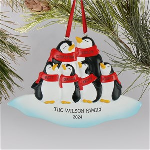 Personalized Penguin Family Christmas Ornament