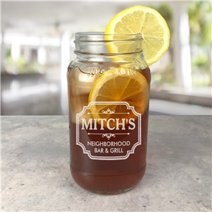 Engraved Neighborhood Bar and Grill Large Mason Jar L14511348