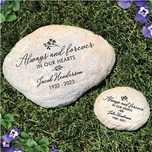 Engraved Always And Forever In Our Hearts Memorial Garden Stone L1492714X