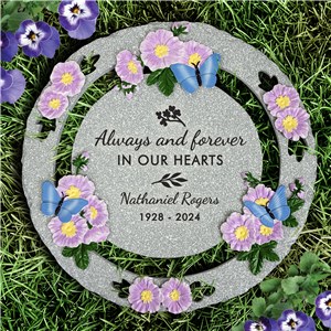 Engraved Always And Forever In Our Hearts Memorial Butterfly Garden Stone L14927431