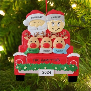 Personalized Santa and Reindeer Family Christmas Ornament