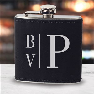 Engraved Monogram Leatherette Flask L19012281BK