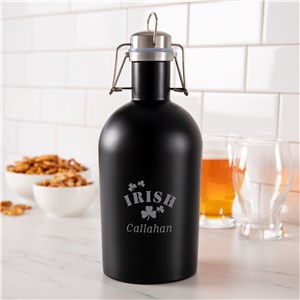 Engraved Irish Shamrocks Stainless Steel Growler