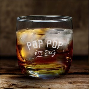 Engraved Dad Established Whiskey Rocks Glass