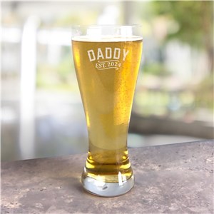 Engraved Dad Established Pilsner Glass L19549351