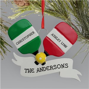 Personalized Pickleball Paddles Christmas Ornament