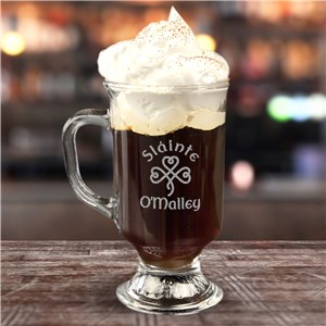 Engraved Glass Slainte Irish Coffee Mug