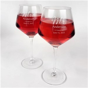 Engraved Mr. And Mrs. Wedding Red Wine Estate Glass Set L2734363RD-S2