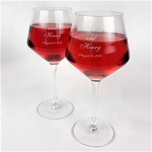 Engraved Wedding Couple Red Wine Estate Glass Set L2736363RD-S2