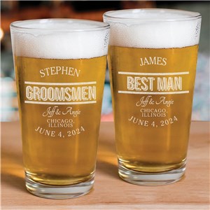 Engraved Groomsmen Beer Glass | Personalized Wedding Favors