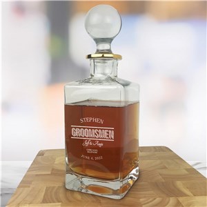 Engraved Groomsmen Gold Rim Decanter 