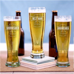 Engraved Groomsmen Pilsner Glass | Engraved Glasses