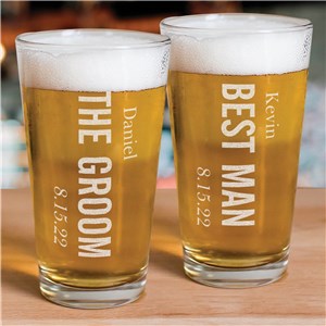 Engraved Wedding Party Beer Glass | Groomsmen Glasses