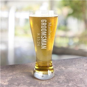 Engraved Pilsner Glass For Groomsmen