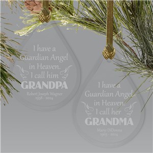 Angel In Heaven Glass Memorial Ornament